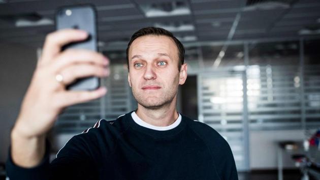 Russian opposition leader Alexei Navalny seen shortly after being released in Moscow. Alexei Navalny was released after a 20-day jail term for organising protests against Russian President. (AFP)
