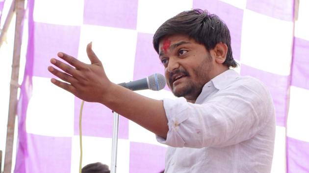 Hardik Patel during a rally in Dhrangdhra in Gujarat on February 11, 2017.(HT File Photo)