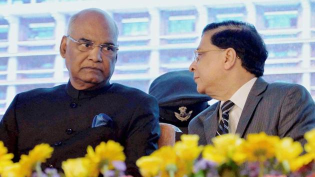 President Ram Nath Kovind at a valedictory ceremony during the diamond jubilee celebration of Kerala high court in Kochi on Saturday.(PTI Photo) President Ram Nath Kovind at a valedictory ceremony during the diamond jubilee celebration of Kerala high court in Kochi on Saturday.(PTI Photo)