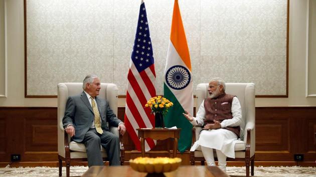 US Secretary of State Rex Tillerson (L) meets Prime Minister Narendra Modi at the Prime Minister's residence in New Delhi on October 25. (AFP file) US Secretary of State Rex Tillerson (L) meets Prime Minister Narendra Modi at the Prime Minister's residence in New Delhi on October 25. (AFP file)