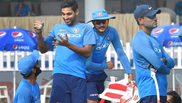 Indian cricketers during a practice session ahead of the third and final T20I against New Zealand in Kanpur.(PTI)