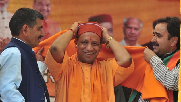 UP CM Yogi Adityanath is also campaigning for the party candidates in Himachal Pradesh..(Ravi Kumar/HT)
