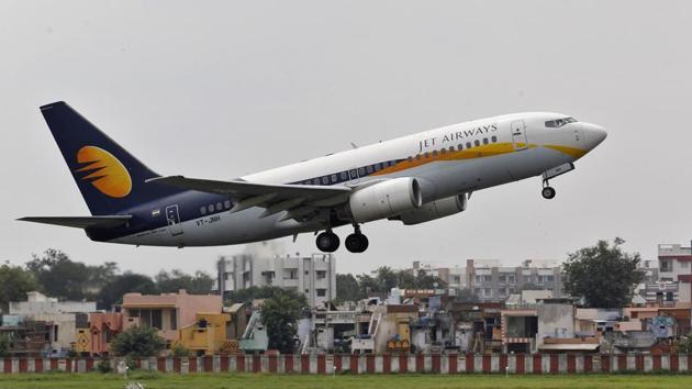 A Jet Airways passenger aircraft takes off from the airport in Ahmedabad.(Reuters file) A Jet Airways passenger aircraft takes off from the airport in Ahmedabad.(Reuters file)