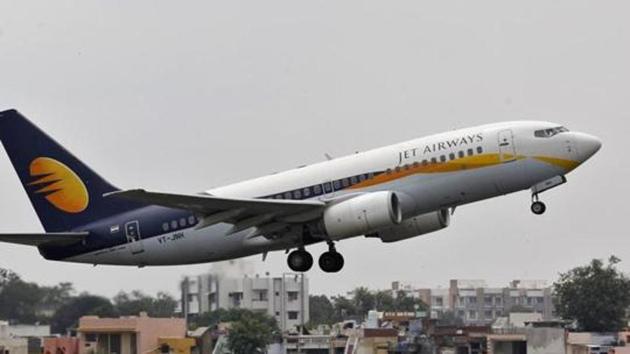 A Jet Airways passenger aircraft takes off from the airport in Ahmedabad. (REUTERS)