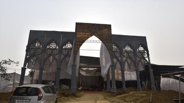 Gurgaon, India - Oct. 25, 2017: The structures put up by Billu Tent House on the grounds of Gurgaon Gymkhana Club. (Sanjeev Verma/HT PHOTO) Gurgaon, India - Oct. 25, 2017: The structures put up by Billu Tent House on the grounds of Gurgaon Gymkhana Club. (Sanjeev Verma/HT PHOTO)