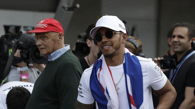 Lewis Hamilton joined Sebastian Vettel and Alain Prost as the other Formula One drivers who have won the world championship four times. (AP) Lewis Hamilton joined Sebastian Vettel and Alain Prost as the other Formula One drivers who have won the world championship four times. (AP)