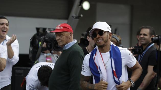 Hamilton will now be eyeing Juan Manuel Fangio’s record of five titles as well as Michael Schumacher’s tally of seven. (AP)