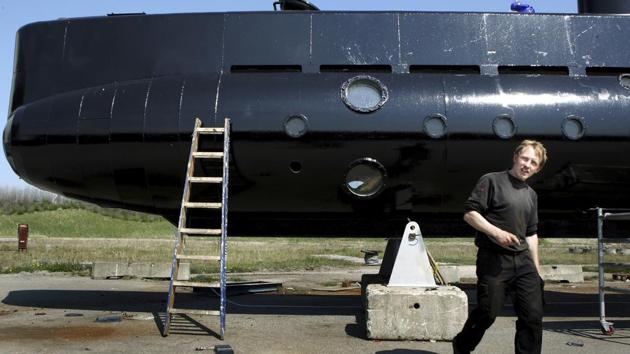This April 2008 photo shows Peter Madsen with his submarine. Police in Denmark said he has admitted dismembering a Swedish journalist who disappeared from his submarine.(AP)