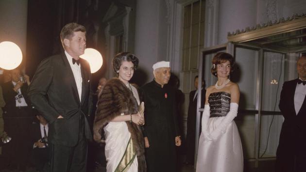 American president John F. Kennedy with his wife Jackie, Jawaharlal Nehru and his daughter Indira Gandhi in 1961. In the 1950’s she served as an unofficial personal assistant of then Prime Minister Nehru, exposing her to the world. Indira’s regime as Prime Minister was a landmark period for India’s foreign policy resulting into India’s establishment as regional power in South Asia. Some of the major successes in her foreign policy include creation of Bangladesh (1971) and the assertion of dominance of Indian power in South Asia. (Hulton Archive / Getty Images)