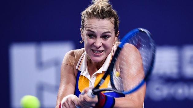 Anastasia Pavlyuchenkova hits a return during her women's WTA Elite Trophy match against Angelique Kerber. (AFP) Anastasia Pavlyuchenkova hits a return during her women's WTA Elite Trophy match against Angelique Kerber. (AFP)