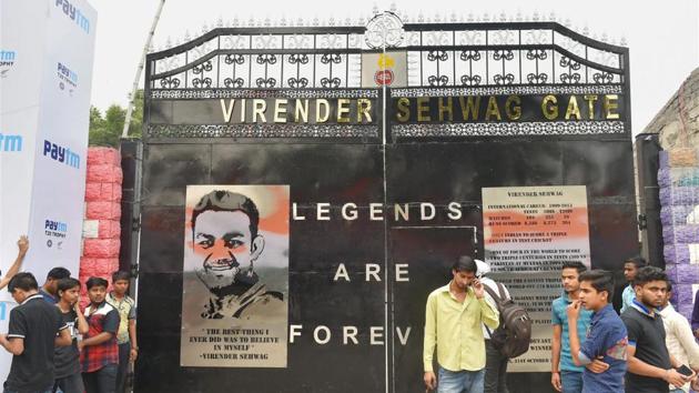 The Delhi District Cricket Association (DDCA) has named Gate 2 of the Ferozeshah Kotla Stadium as the ‘Virender Sehwag Gate’. (PTI)