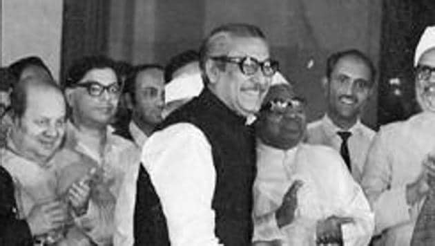 File photo of Bangladeshi leader Sheikh Mujibur Rahman, who is considered the Father of the Nation.(HT Photo)