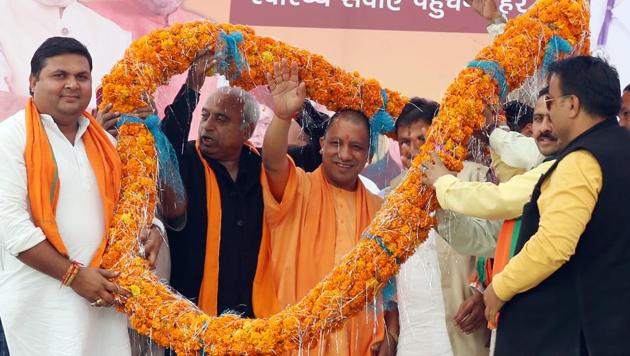 The BJP’s civic poll campaign in Uttar Prades will be led from the front by chief minister Yogi Adityanath. (Shyam Sharma/ HT) The BJP’s civic poll campaign in Uttar Prades will be led from the front by chief minister Yogi Adityanath. (Shyam Sharma/ HT)