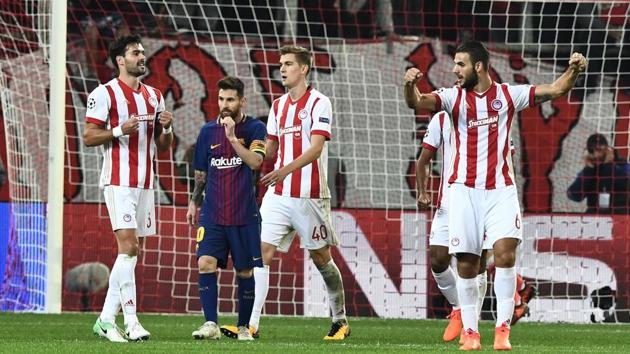There was no Lionel Messi magic on Tuesday night as Barcelona drew 0-0 against Olympiakos at the Karaiskakis Stadium in Piraeus near Athens. (AFP)