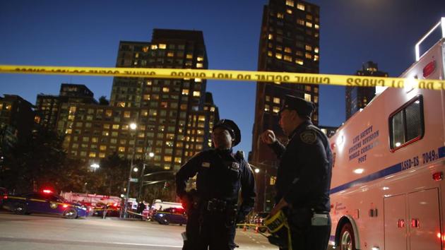 Emergency personal respond after a man driving a rental truck struck and killed eight people on a jogging and bike path in Lower Manhattan on Tuesday night. (AFP)