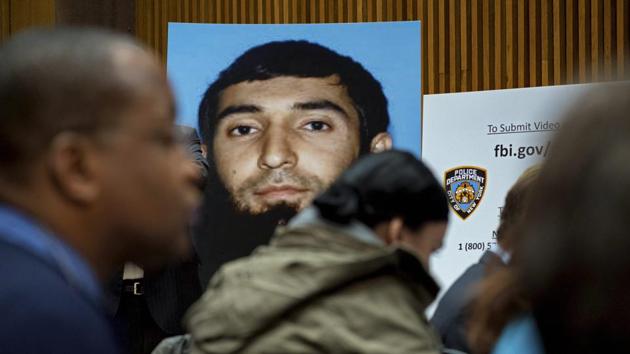 A photo of Sayfullo Saipov is displayed at a news conference at One Police Plaza on November 1 in New York. (AP Photo) A photo of Sayfullo Saipov is displayed at a news conference at One Police Plaza on November 1 in New York. (AP Photo)