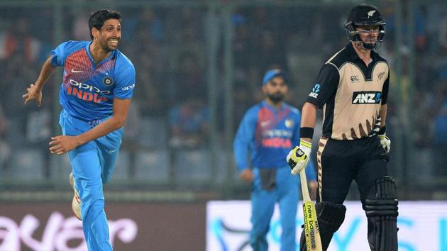 Ashish Nehra did not get any wicket in his final match, but he bowed out in grand style as India broke the Twenty20 jinx against New Zealand and won by 53 runs. (AFP) 