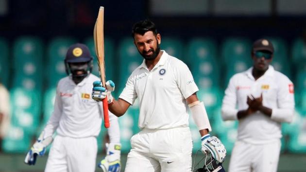 Cheteshwar Pujara slammed his 12th double ton in first-class cricket, creating a new Indian record as he overhauled Vijay Merchant’s tally of 11.(Reuters) Cheteshwar Pujara slammed his 12th double ton in first-class cricket, creating a new Indian record as he overhauled Vijay Merchant’s tally of 11.(Reuters)