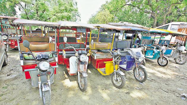 The report by the panel states that the number of e-rickshaws in the Capital has long crossed the one lakh mark, of which, only around 34,000 were registered with the transport department as on June 30. (Hindustan Times) The report by the panel states that the number of e-rickshaws in the Capital has long crossed the one lakh mark, of which, only around 34,000 were registered with the transport department as on June 30. (Hindustan Times)