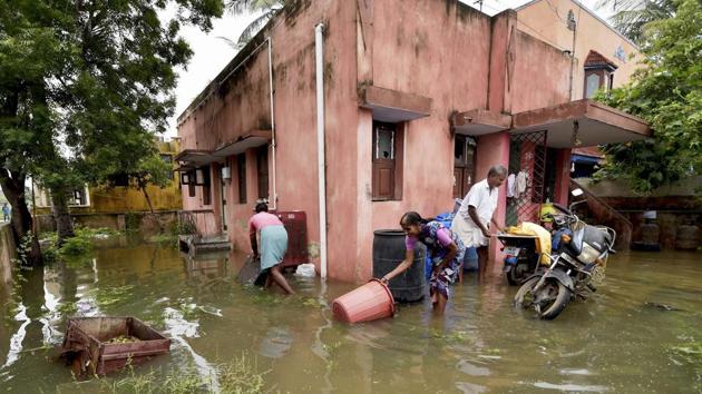 A view of a flooded locality following heavy rains due to the onset of monsoon in Chennai. Clogged sewer lines, coupled with the heavy rain, forces water inside several houses in south Chennai. (R Senthil Kumar / PTI) A view of a flooded locality following heavy rains due to the onset of monsoon in Chennai. Clogged sewer lines, coupled with the heavy rain, forces water inside several houses in south Chennai. (R Senthil Kumar / PTI)