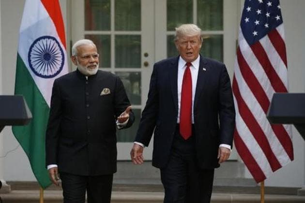 US President Donald Trump and Indian Prime Minister Narendra Modi. Washington cancelled the 2+2 talks scheduled for July 6 involving the foreign and defence ministers because it believed the BJP government was going off script.(Reuters)