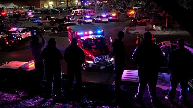 People watch an ambulance leave at the scene of the shooting in Colorado. About an hour after the initial alert, police said on Twitter that the threat of gunfire had ended at the store, which was surrounded by police and fire crews. ‘At this time this is NOT an active shooter. Active crime scene. We will update as info becomes available,’ the police department said in that tweet. (Rick Wilking / REUTERS) People watch an ambulance leave at the scene of the shooting in Colorado. About an hour after the initial alert, police said on Twitter that the threat of gunfire had ended at the store, which was surrounded by police and fire crews. ‘At this time this is NOT an active shooter. Active crime scene. We will update as info becomes available,’ the police department said in that tweet. (Rick Wilking / REUTERS)