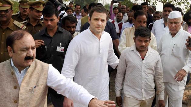 Congress vice-president Rahul Gandhi arrives to meet the family members of the victims of Unchahar NTPC boiler blast in Raebareli on Thursday. (PTI Photo) Congress vice-president Rahul Gandhi arrives to meet the family members of the victims of Unchahar NTPC boiler blast in Raebareli on Thursday. (PTI Photo)