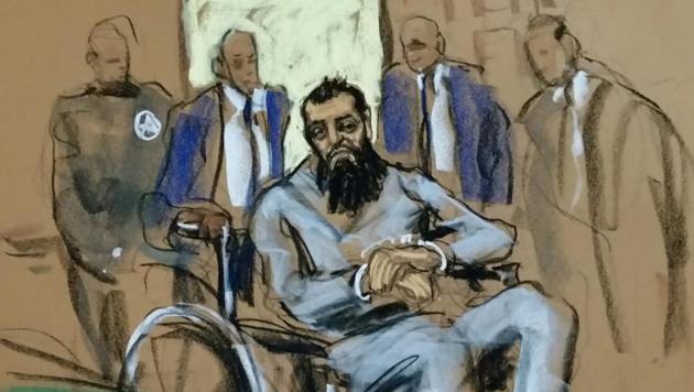 Sayfullo Saipov, the suspect in the New York City truck attack, is seen in this courtroom sketch appearing in Manhattan federal courtroom in a wheelchair in New York, NY, US, on November 1, 2017. (Reuters Photo) Sayfullo Saipov, the suspect in the New York City truck attack, is seen in this courtroom sketch appearing in Manhattan federal courtroom in a wheelchair in New York, NY, US, on November 1, 2017. (Reuters Photo)