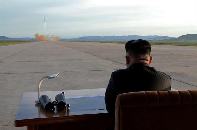 North Korean leader Kim Jong Un watches the launch of a Hwasong-12 missile in this undated photo released by North Korea's Korean Central News Agency (KCNA) on September 16, 2017. (REUTERS) North Korean leader Kim Jong Un watches the launch of a Hwasong-12 missile in this undated photo released by North Korea's Korean Central News Agency (KCNA) on September 16, 2017. (REUTERS)