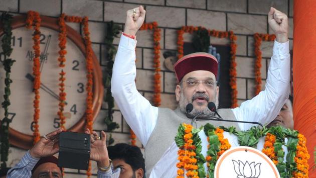 BJP president Amit Shah will address a rally to be attended by more than one lakh party workers. (Anil Dayal / HT Photo)
