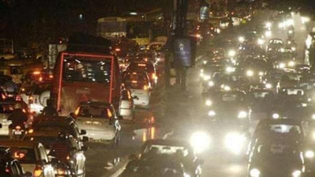 Traffic jams caused by heavy rain in parts of Chennai. Traffic on most of the arterial roads came to a crawling halt as the roads were flooded with water of up to knee level. (ANI photo) Traffic jams caused by heavy rain in parts of Chennai. Traffic on most of the arterial roads came to a crawling halt as the roads were flooded with water of up to knee level. (ANI photo)