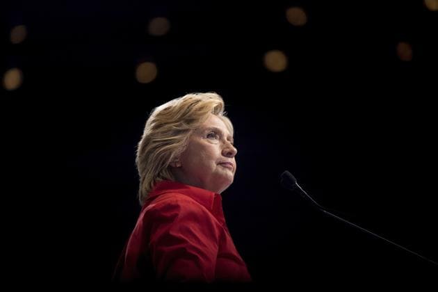 Hillary Clinton pauses while speaking at a rally in Pittsburgh during a bus tour through the rust belt.(AP File Photo)