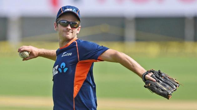 Kane Williamson throws a ball in practice on Thursday. (PTI) Kane Williamson throws a ball in practice on Thursday. (PTI)