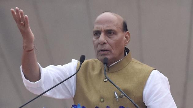 Union Home Minister Rajnath Singh addresses a crowd on the 142th birth anniversary of Sardar Vallabhbhai Patel at Major Dhyan Chand National Stadium, in New Delhi, India on Tuesday, October 31, 2017.(Sonu Mehta/Hindustan Times) Union Home Minister Rajnath Singh addresses a crowd on the 142th birth anniversary of Sardar Vallabhbhai Patel at Major Dhyan Chand National Stadium, in New Delhi, India on Tuesday, October 31, 2017.(Sonu Mehta/Hindustan Times)