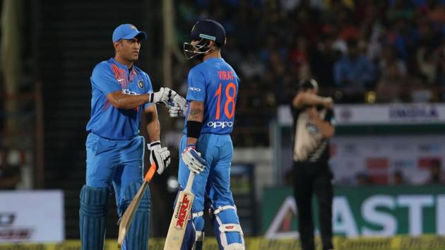 Virat Kohli notched up his 18th fifty and along with Dhoni, maintained the pressure on New Zealand. (BCCI) Virat Kohli notched up his 18th fifty and along with Dhoni, maintained the pressure on New Zealand. (BCCI)