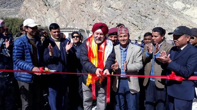 Ambassador of India to Nepal Manjeev Singh Puri naugurating the bridge over Kaligandaki River at Jomsom in Mustang District on November 5, 2017. (India in Nepal/Twitter) Ambassador of India to Nepal Manjeev Singh Puri naugurating the bridge over Kaligandaki River at Jomsom in Mustang District on November 5, 2017. (India in Nepal/Twitter)
