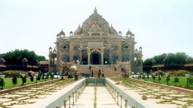 An undated photo shows the Akshardham temple in Gandhinagar. (AFP File Photo) An undated photo shows the Akshardham temple in Gandhinagar. (AFP File Photo)