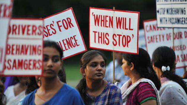 Activists holds placards as they protest against violence and crimes against women in Siliguri.(AFP/Getty Images)
