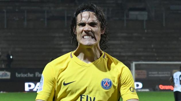 Edinson Cavani notched up his 100th goal for Paris Saint Germain as they continued to lead the Ligue 1 table. (AFP) Edinson Cavani notched up his 100th goal for Paris Saint Germain as they continued to lead the Ligue 1 table. (AFP)
