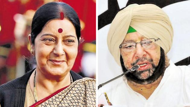 External affairs minister Sushma Swaraj and Punjab CM Capt Amarinder. (HT Photo) External affairs minister Sushma Swaraj and Punjab CM Capt Amarinder. (HT Photo)