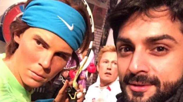 Actor Karan Wahi with the wax statue of tennis star Rafael Nadal at the Madame Tussauds Wax Museum in London. (Karan Wahi) Actor Karan Wahi with the wax statue of tennis star Rafael Nadal at the Madame Tussauds Wax Museum in London. (Karan Wahi)