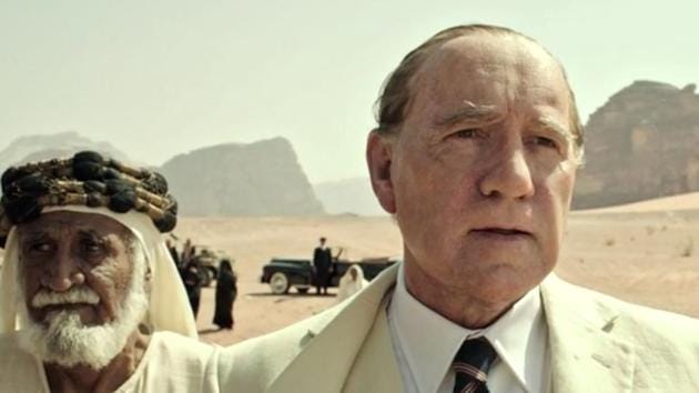 Kevin Spacey under heavy prosthetics in Ridley Scott’s All the Money in the World. Kevin Spacey under heavy prosthetics in Ridley Scott’s All the Money in the World.