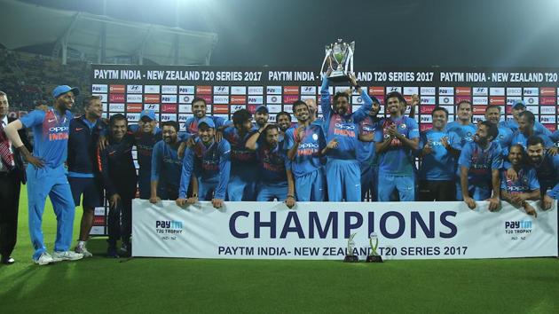 India beat New Zealand by six runs in the Thiruvananthapuram T20 to win the three-match series 2-1. (BCCI )
