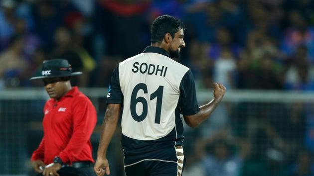 Sodhi was the pick of the New Zealand bowlers with 2/23, as the visitors restricted India to 67/5. (BCCI )
