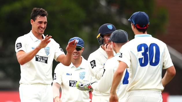 Mitchell Starc picked up a double hat-trick in the Sheffield Shield game between New South Wales and Western Australia as the left-arm pacer sounded out a warning to the England cricket team ahead of the Ashes series.(Getty Images)