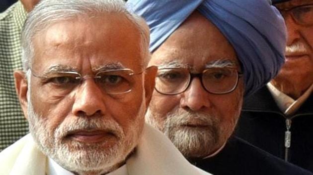 Prime Minister Narendra Modi said he met Manmohan Singh several times over the Sardar Sarovar dam issue, but Singh denied it. (Arun Sharma/HT Photo) Prime Minister Narendra Modi said he met Manmohan Singh several times over the Sardar Sarovar dam issue, but Singh denied it. (Arun Sharma/HT Photo)