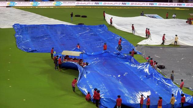 Playing spoilsport, rain reduced the decisive match of the series and first ever International match at Greenfield Stadium to eight overs per side. (PTI)
