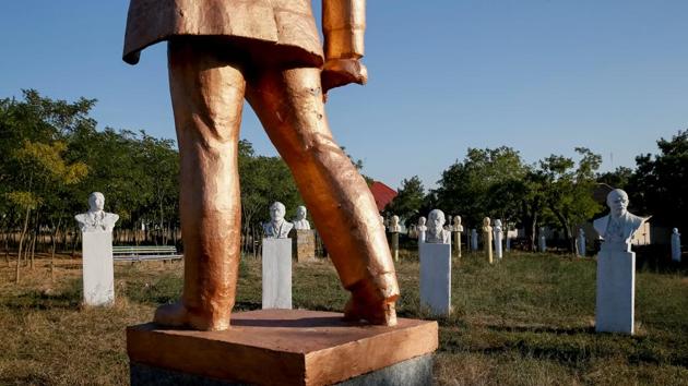 Monuments to Vladimir Lenin stand at the museum of social realism in Frumushika-nova, Ukraine. Many of the memorials have been toppled or removed since the Soviet Union was dissolved in 1991 but others remain, reflecting a debate in Russia about his legacy. (Gleb Garanich / REUTERS)
