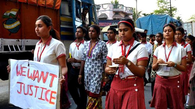 Students from the Convent of Jesus and Mary in Ranaghat, 70km north of Kolkata, protest the rape of a 71-year-old nun. (AFP File Photo) Students from the Convent of Jesus and Mary in Ranaghat, 70km north of Kolkata, protest the rape of a 71-year-old nun. (AFP File Photo)