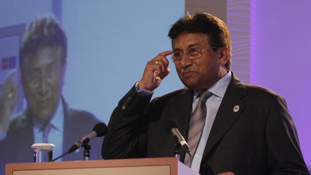 Former Pakistan President Pervez Musharrraf during an address at the Hindustan Times Leadership Summit 2012. (Virendra singh Gosain/HT File Photo)